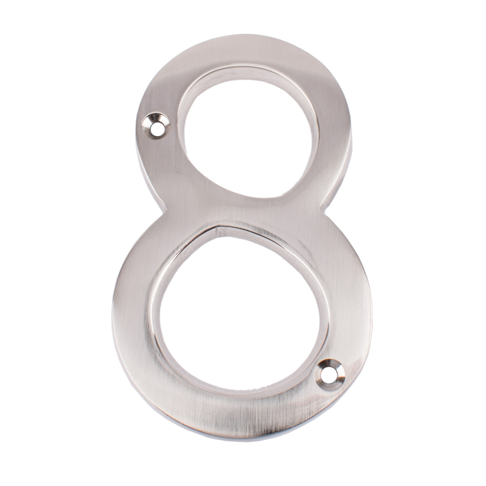 Dart Number 8 Door Numeral - Satin Nickel